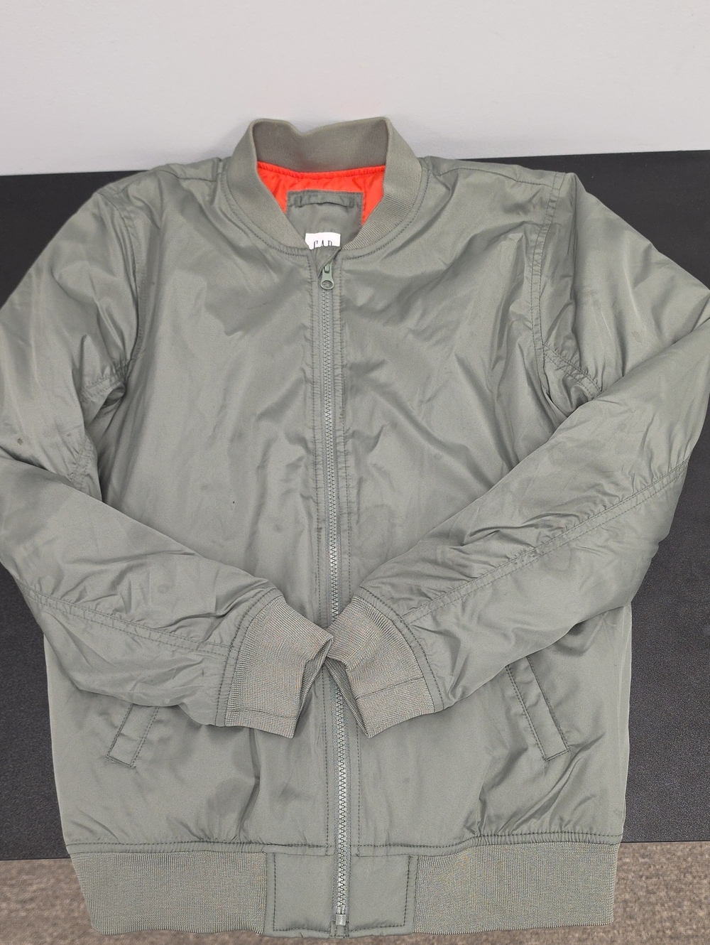 GAP Olive Green Bomber Jacket with Orange Interior